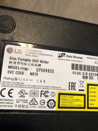 LG GP60NB50 External DVDRW Drive - Bundled with USB Cable - Picture 6 of 7