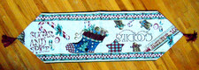 Vintage Christmas Scene Table Runner Tassels Tapestry Goodies Stocking 43 x 13