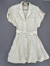 Zimmermann Dress Womens 0 White Ivory Shirt Collar Button Linen Belt Short