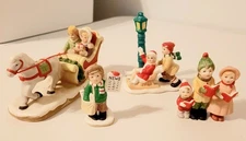 Vintage 4 Geo Z. Lefton Colonial Village Christmas Figures 1980’s Set Of 4