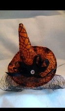 Spiderweb Orange Black Halloween Witch Hat Mini 6 Inch
