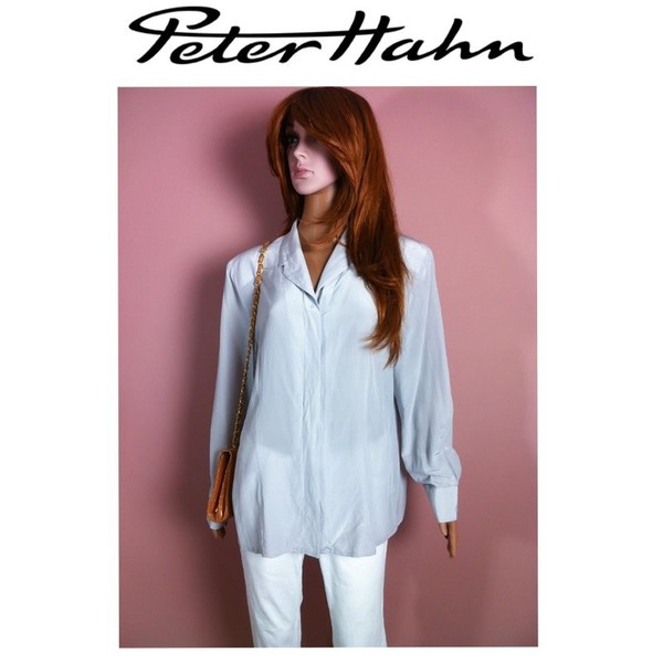 Women Peter Hahn Shirt Grey Silk 40 / L / 48 #C8RI