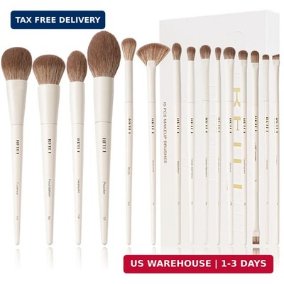 BEILI 15-Piece Makeup Brush Set, Premium Synthetic Bristles, Foundation Powder C