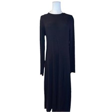 Uniqlo Hana Black Ribbed Knit Long Sleeve Maxi Dress Size Large