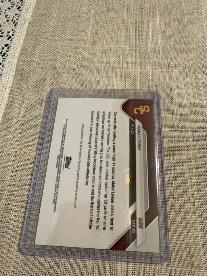 Bowman U Now Makai 2025 rojo limón/5 troyanos automáticos USC Foto 2 de 2