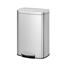 13 Gal. Stainless Steel Step-On Pedal Kitchen Trash Can W/ Soft Close Lid, Rear