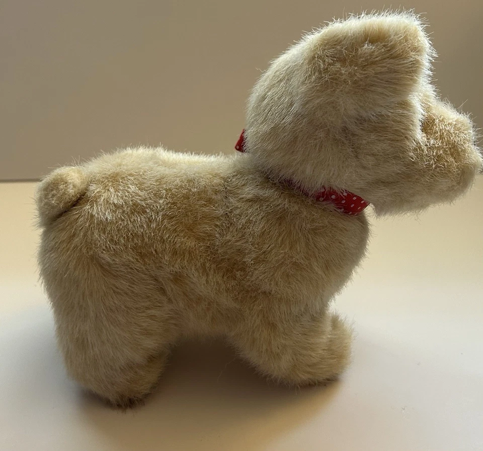 Gund Puppy Dog Tan Plush Stuffed Animal Toy Small 7" Red Bow White Polka Dots - Image 4 of 4