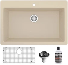 Karran USA QT-812-PK1 Quartz QT 33" Drop In Single Basin Quartz