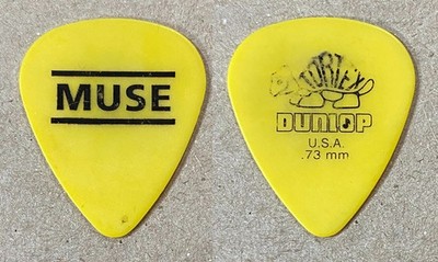 Muse Matthew Bellamy Signatur Konzert-Genutzt Gelb Gitarre Pick 2016 Drones Tour