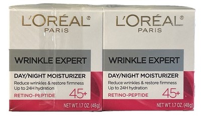2 L'OREAL Wrinkle Expert Day/Night 45+ Moisturizer 1.7 oz Each
