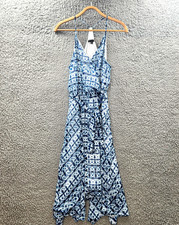 New Banana Republic Womens A-line Midi Dress Size S Petite Blue Sleeveless