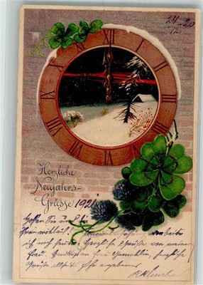 38180218 - Watch Lucky Clover Nightly Winter Landscape E.A.S. 3810 New Year 1921