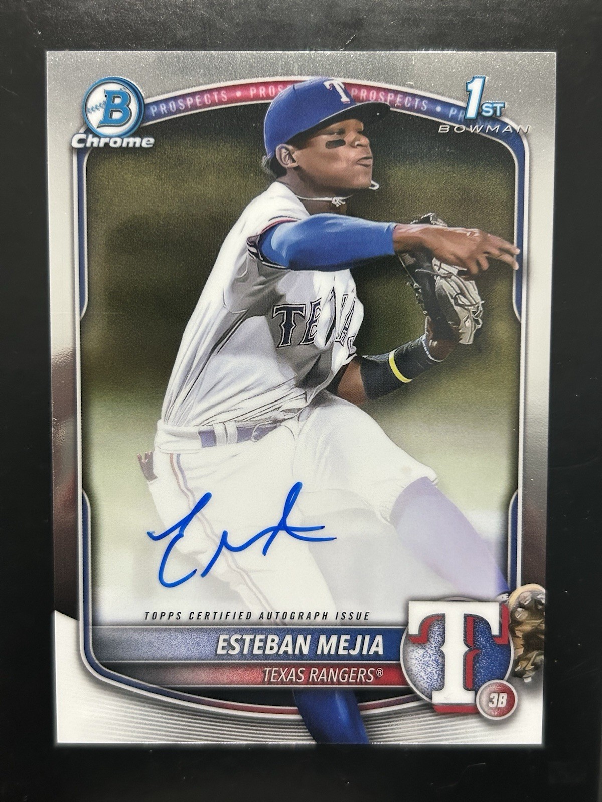 Esteban Mejia - Autograph - 2025 Bowman Chrome Auto 1st Prospect #CPA-EM Rangers