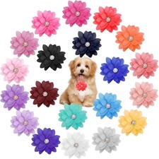 20 Pcs Dog Collar Flowers Dog Collar Charms Pet Flower Bow Ties for Cat Puppy