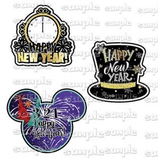 Disney Happy New Year 3 pc nn Premade Scrapbook Page Paper Piece die cut