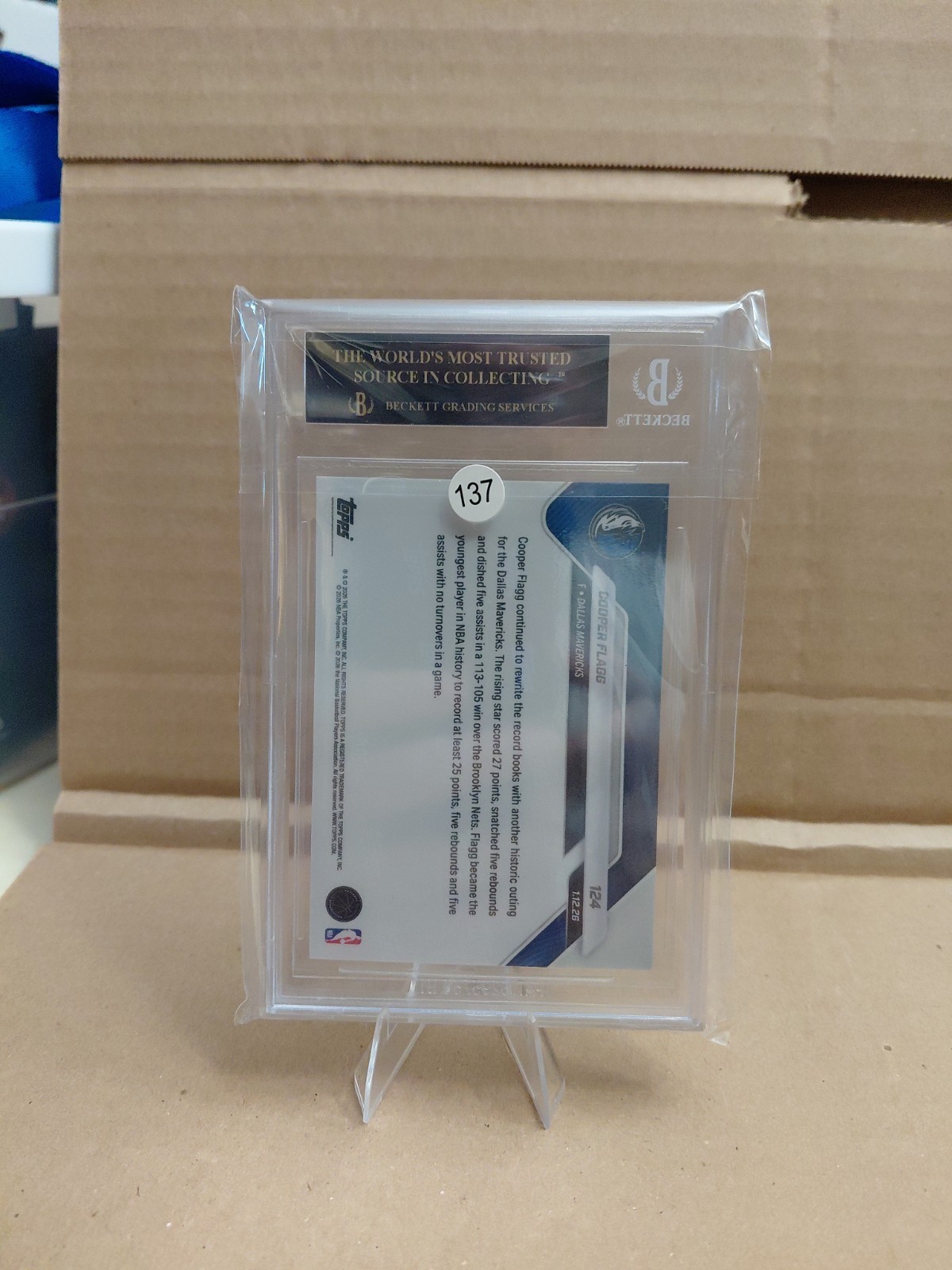 2025-26 Topps Now Cooper Flagg RC BGS BLACK LABEL! view 2
