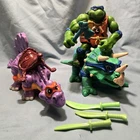 TMNT Cave Turtle Leo Dingy Dino Silly Stegosaurus Action Figure 1992 Vintage Lot
