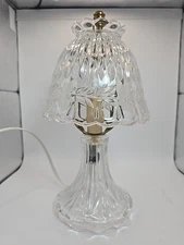 Vintage Glass Lamp Embossed Floral Tabletop Accent Light Tilting Shade Works