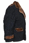 Men's Black Real Persian Lamb Fur Jacket Brown Mink Fur Trim Size Large 48" — photo 2
