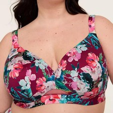 Lane Bryant Cacique Comfort Bliss Full Coverage Bra 44DDD Tropical Blooms NWT