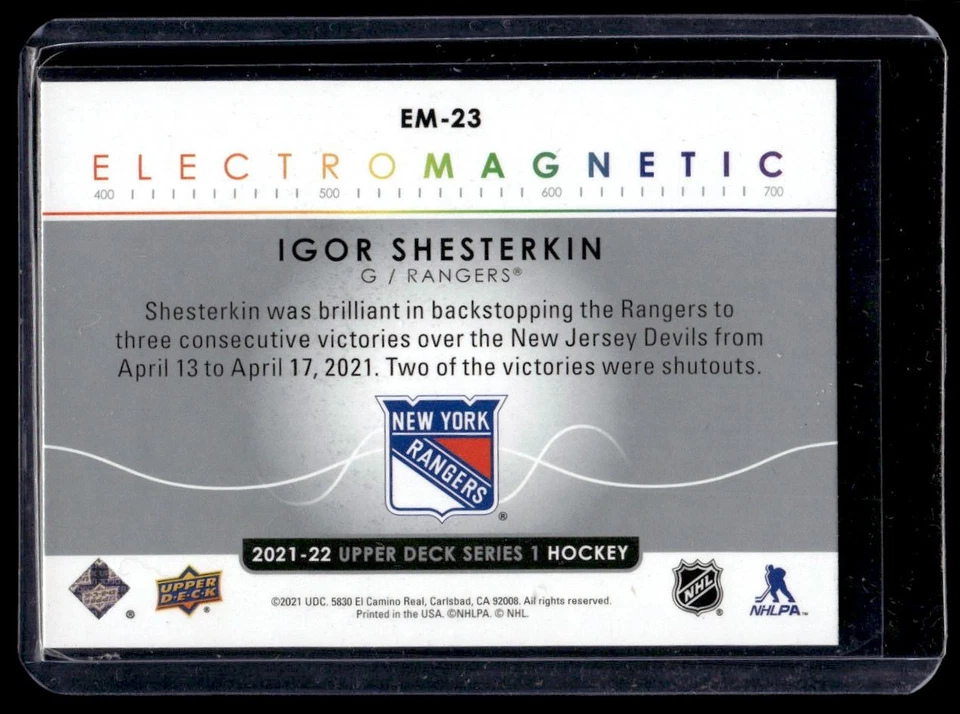 2021-22 Upper Deck Series 1 Electromagnetic Igor Shesterkin #EM-23 New York - Image 2 of 2