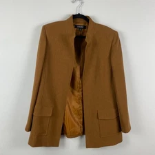 Kasper Open Front Blazer Jacket Size 16 Tan Brown Lined
