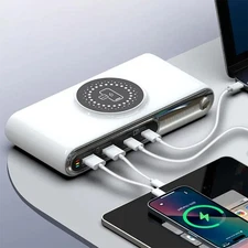 4 Ports Multi USB Type C PD 45W QC3.0 Fast Charger Station Wireless Charging