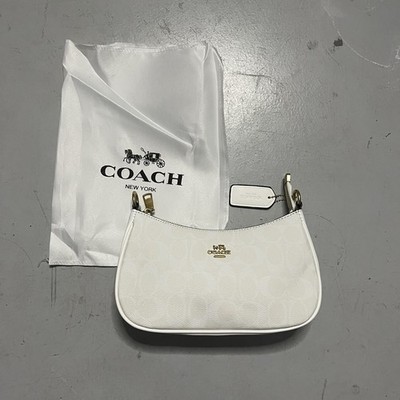 Coach White Signature Convertible Shoulder & Crossbody Bag Gold Hardware