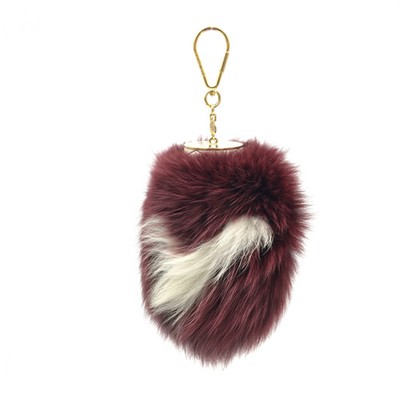 Fuzzy V Fox Fur Keychain Bag Charm Amarant M67370 t56_0218