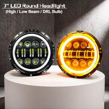 For Jeep Wrangler JK TJ CJ LJ Pair 7Inch Round Headlight Halo Angel Eyes DRL