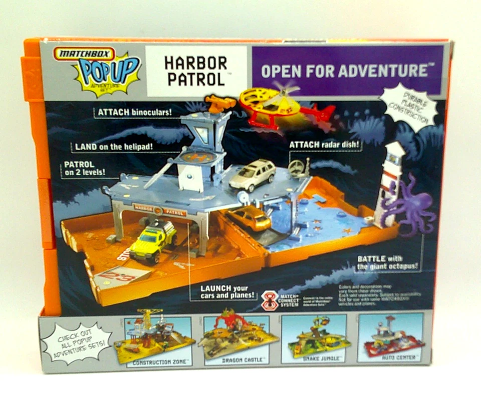 MATCHBOX POP-UP HARBOR PATROL Adventure Set Includes Die-Cast COPTER - Image 3 of 4