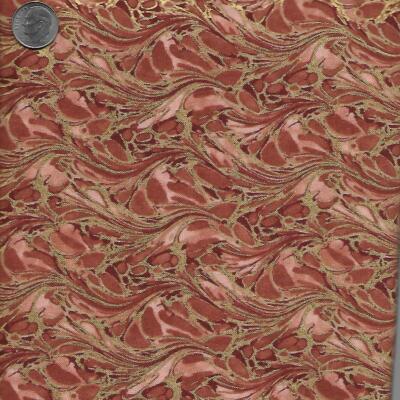 Fabric ~ Hoffman ~ Explorer ~ Rust/Peach/Gold Metallic ~ Swirls ~ 1 Yard