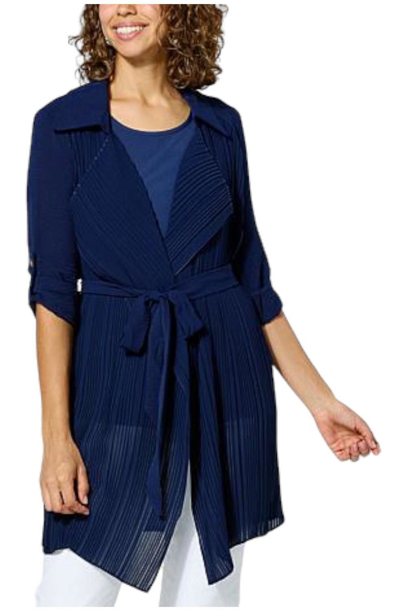 Nina Leonard Belted Chiffon Cardigan Navy | eBay