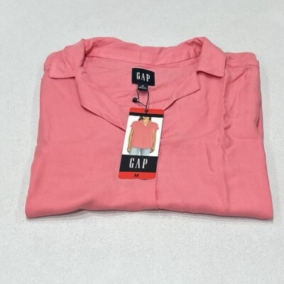 #ad GAP Women#x27;s V Neck Short Sleeve Blouse Pink Size M $11.95