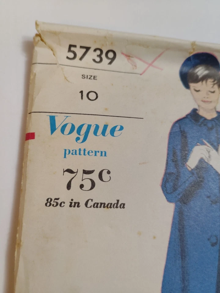Dress Coat Long Scarf Girls 10 Vogue 5739 Sewing Pattern Cut VTG Wool Tweed Knee - Image 2 of 4