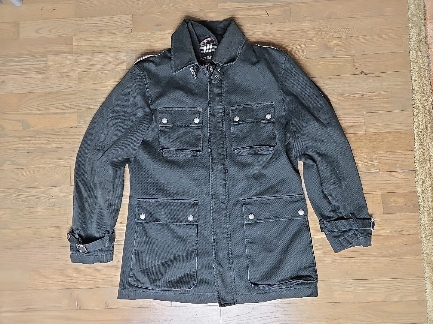 Giacca Burberry Black Label Utility Tg M 100% Cotone Giappone Tasche Donna Denim