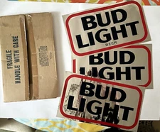 BUD LIGHT BEER VINYL DECAL/STICKER SIGNS Lot Of 3 C 1990’s New old Stock