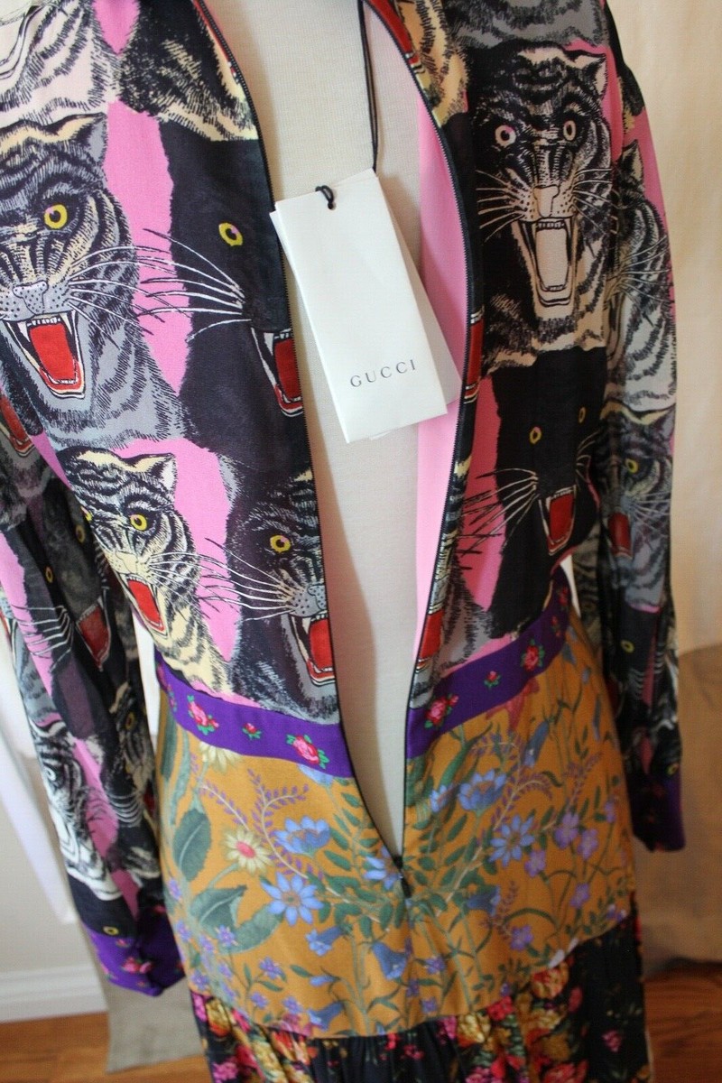 GUCCI★グッチ★素敵！ Silk Floral Mixed-Print Dress Gucci Floral Cotton Dress- With Tags- RRP$5,100 AUD | eBay