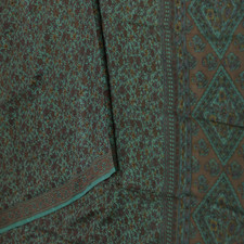 Swastik Vintage Green Sarees 100 Pure Silk Floral Printed Sari 6YD Craft Fabric