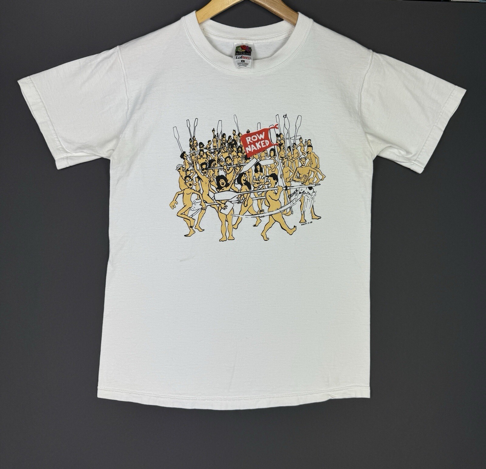 Camicia bianca vintage anni 80 fila nuda qualsiasi momento posto seduta umorismo scherzo piccola arte