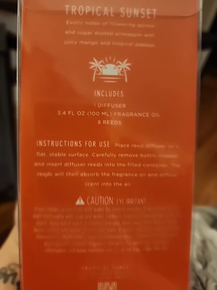 DW Home TROPICAL SUNSET Richly Scented Reed Diffuser 3.38 oz. NEW! - Image 2 of 2