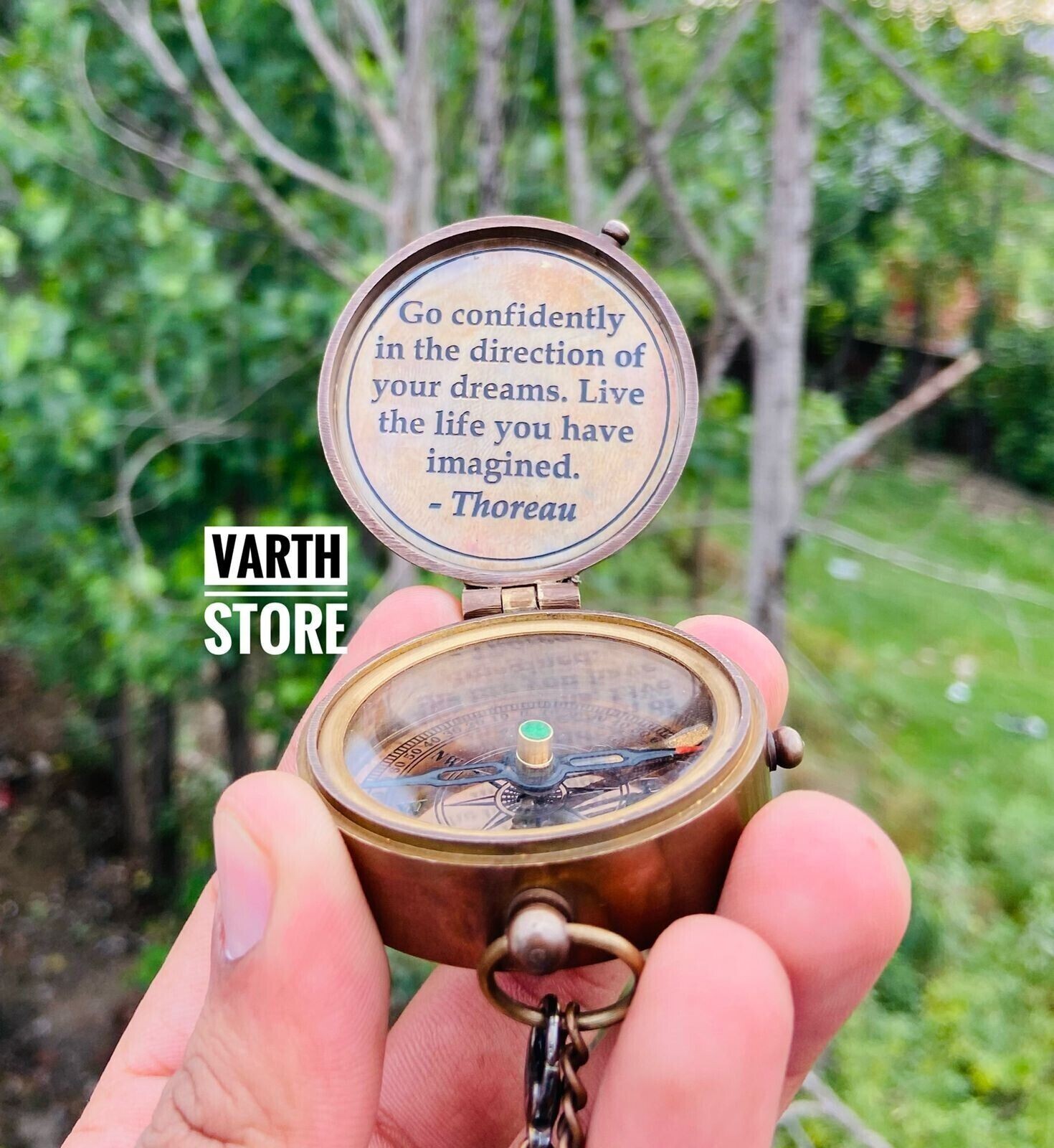 Vintage Antique Brass Pocket Compass Nautical Maritime Gift Compass