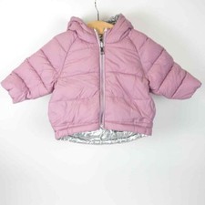 Mayoral Warm Insulated Hooded Puffer Jacket Purple Metallic Silver Baby Sz 6m