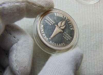 1973-LM REPUBLIC OF MINERVA SILVER & GOLD 35 DOLLARS COIN ~ LOW