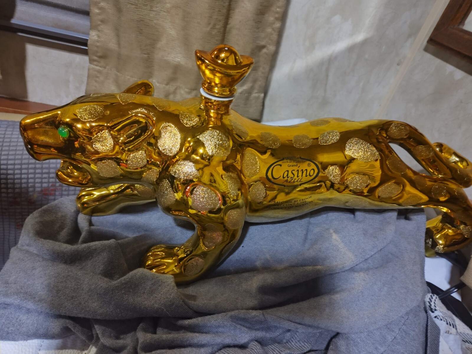 EMPTY Tequila Bottle, for Bar, De Agave Casino Azul Anejo Jaguar , 22