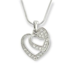 Heart Pendant 18" Chain Made With Swarovski Crystal Three Hearts Necklace