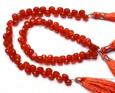 Natural Gemstone Carnelian Faceted 7.5MM Approx. Onion Shape Briolette Beads 8"
