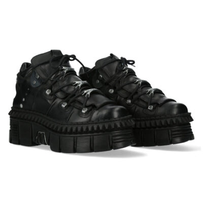 New Rock Boots WALL106-S13 Unisex Metallic Black Leather Platform