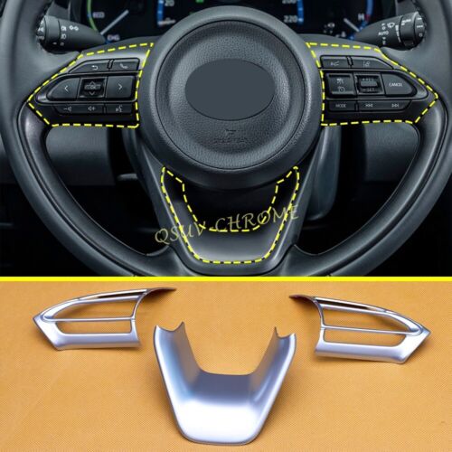 For 2021-2023 Toyota Yaris Cross Matte Chrome Steering Wheel Switch Cover Trims - Afbeelding 1 van 8