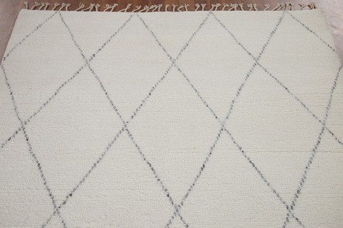 Ivory Trellis Modern Moroccan Oriental Area Rug 5'x8' Wool Hand-knotted Carpet - Picture 8 of 12
